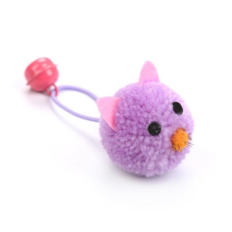 1Pcs Cat Toy Plush Mouse Head Shaped Bell Interactive Toy Pet Supplies purple