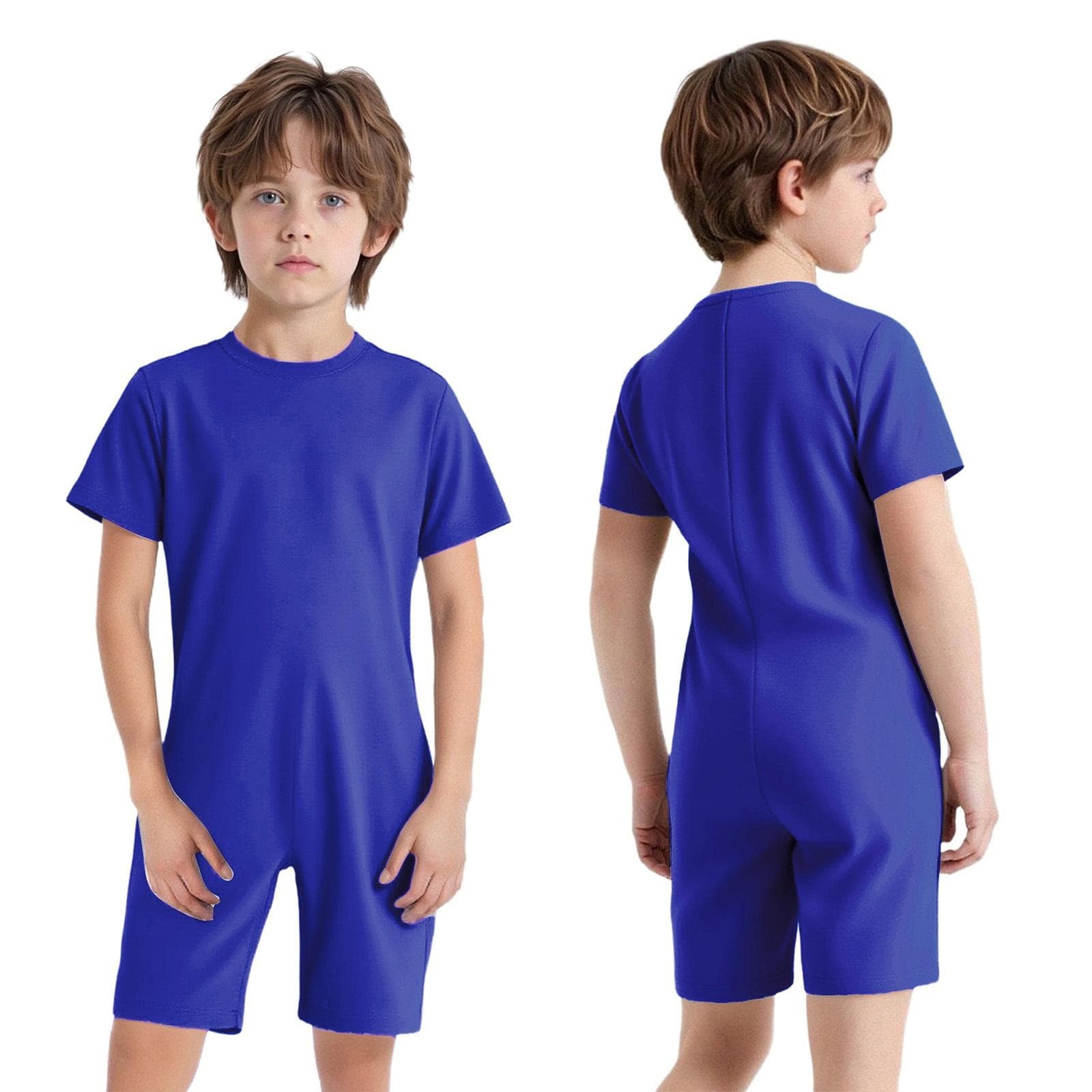 Special Needs Adaptive Clothing for Children Girls Boys Anti-Strip Romper Short Sleeve Zip Back Jumpsuit 11-12 Years royal blue