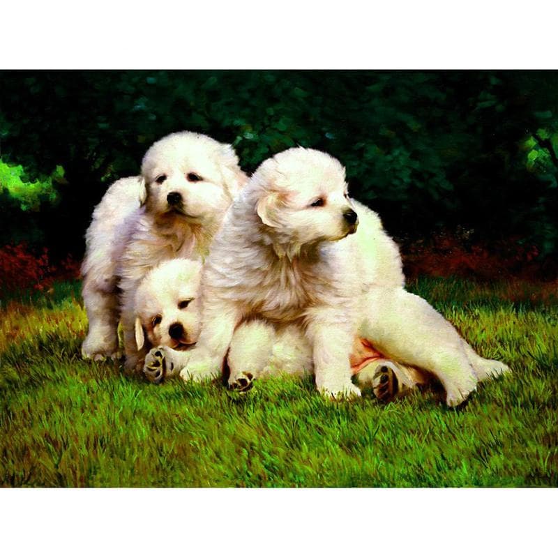5D DIY Diamond Painting Cute Puppies Diamond Embroidery Mosaic Cross Stitch Rhinestone 20X30CM