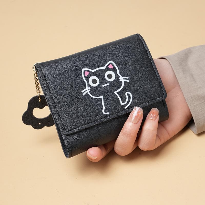 New Short-style Purse Female Fashion Small Student Pocket Purse Cute Large Capacity Multi-card Wallet black