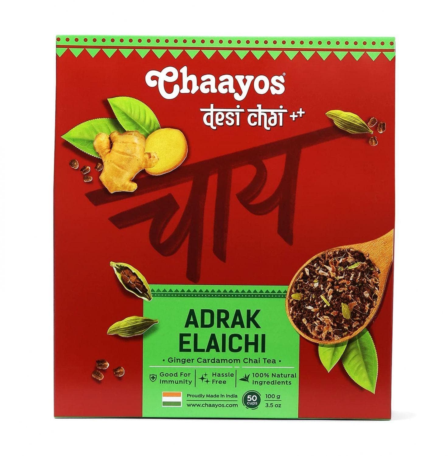 Tea with Ginger and Cardamom (100 g), Adrak Elaichi Tea Ginger and Cardamom, Chaayos