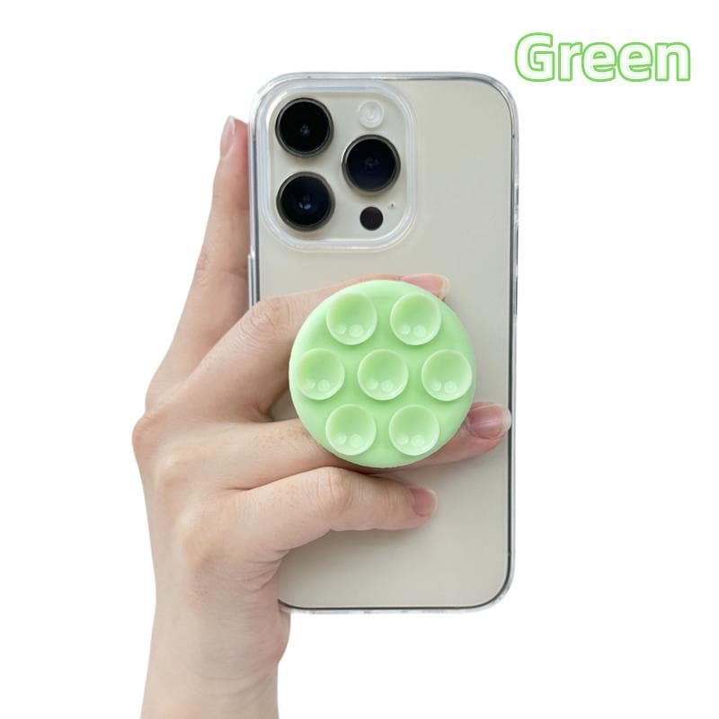 Round Silicone Suction Pad For Mobile Phone Samsung For iPhone Sticky Finger Grip Stand Sticker Suction Cup Phone Holder GripTok green