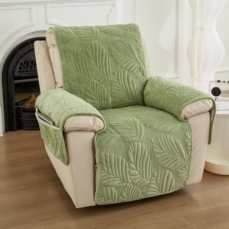 Thicken Jacquard Recliner Sofa Covers for Living Room Leaves Printed Pet Kids Sofa Mat Non-Slip Armchair Slipcovers Protector 60*225cm green