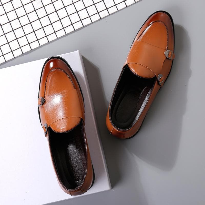 Business Men's Black Men's Formal Wear Shoes New Large Size Men's Shoes British Slip-on Cross-border Casual Shoes 48 brown