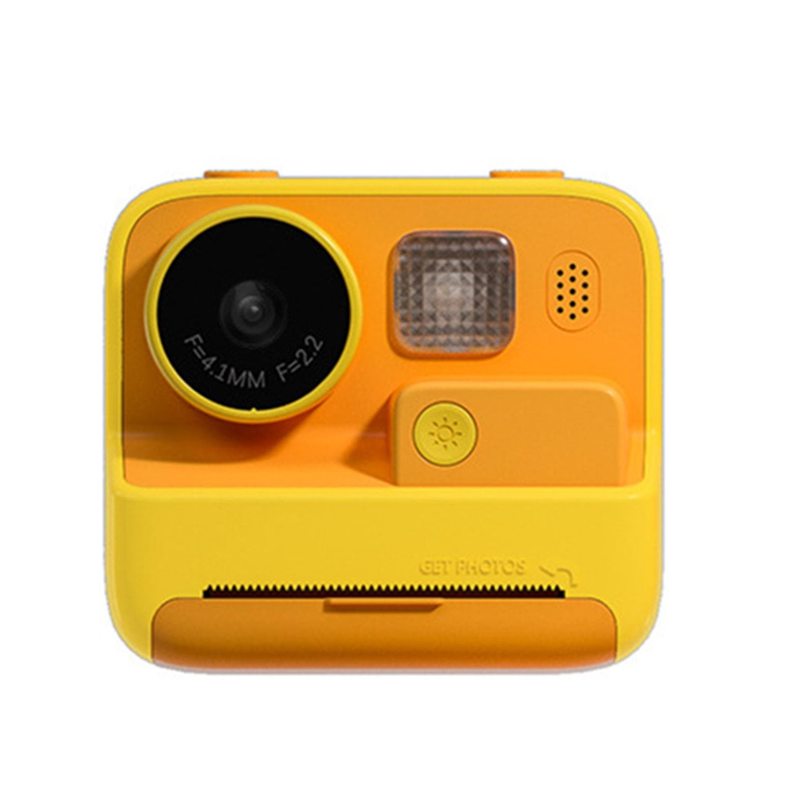 Kids Camera 48MP Front and Rear Dual-lens HD Selfie and Camera Instant Print Multifunctional yellow
