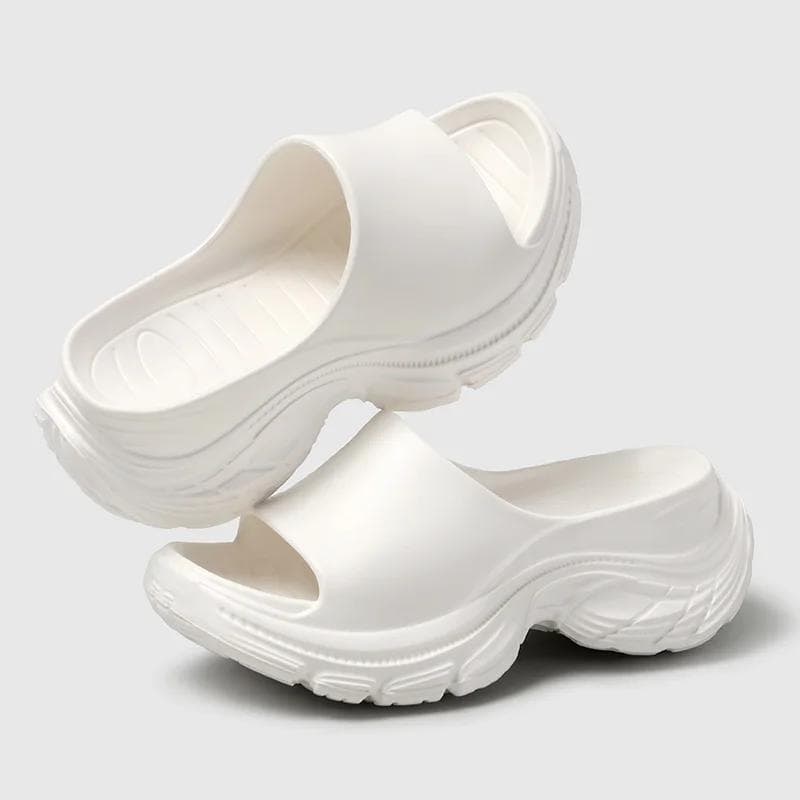 Fashion Chunky Platform Slippers for Women Solid Color EVA Wedge Sandals Woman Summer 2024 Thick Bottom Non Slip Beach Slippers 38 white