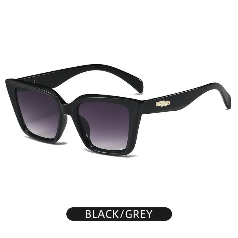 Retro Large Frame Cat Eye Sunglasses Women Round Face Rice Nail UV Protection Street Photography Fashion 3196
