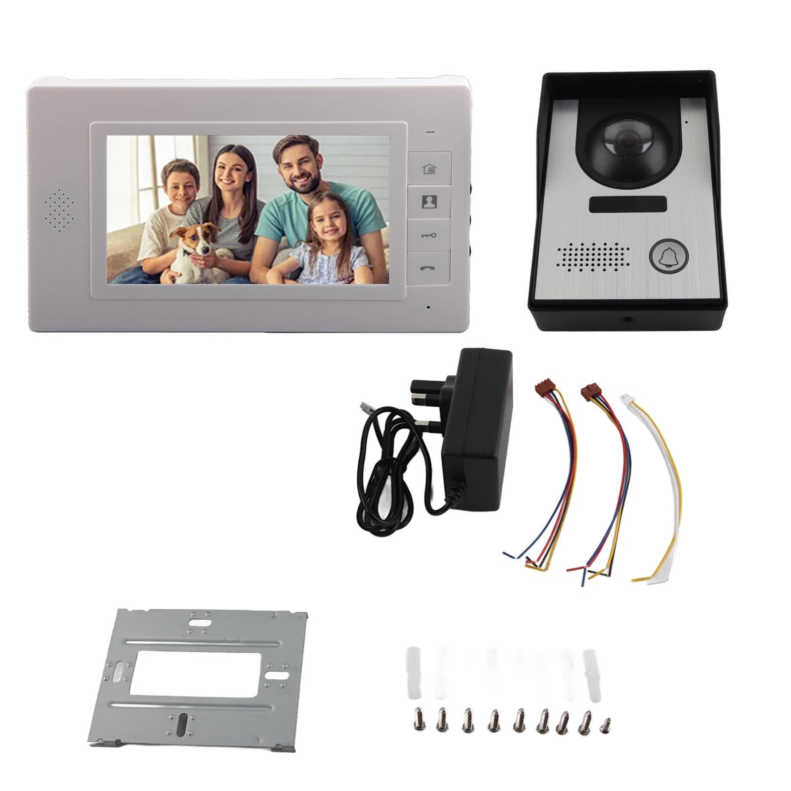 7 In Home Video Doorbell Night Vision High Resolution Wired Door Intercom for Offices Villa UK Plug