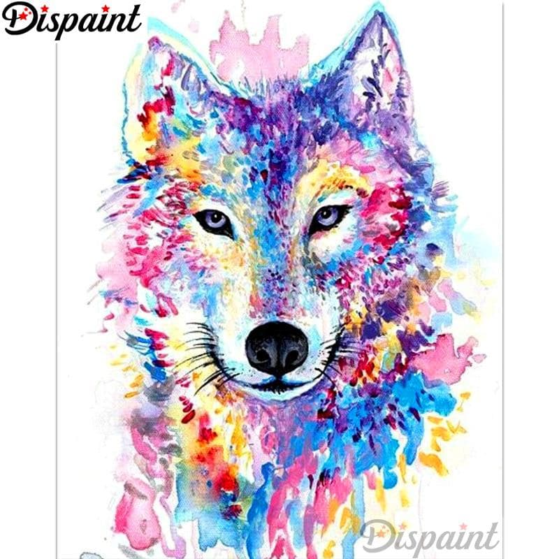 5D DIY Diamond Painting Colored wolf Embroidery Cross Stitch 3D Home Decor 20X30CM