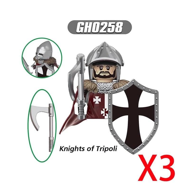 Military Building Blocks Medieval Solider Figures Knights of Jerusalem Crusades The War of Roses War-horse Weapons Shield
