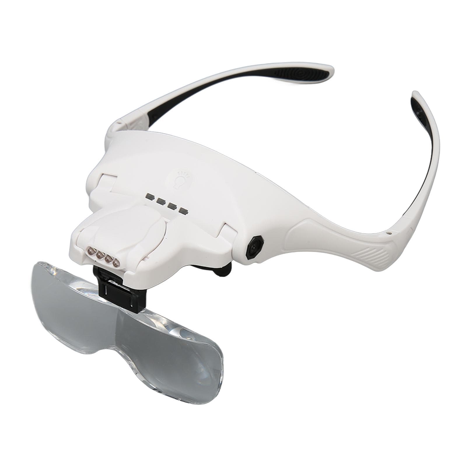 Head Worn Magnifier 1 to 3.5X Magnification 4 LED Lights Ergonomic Hands Free Magnifying Glass with