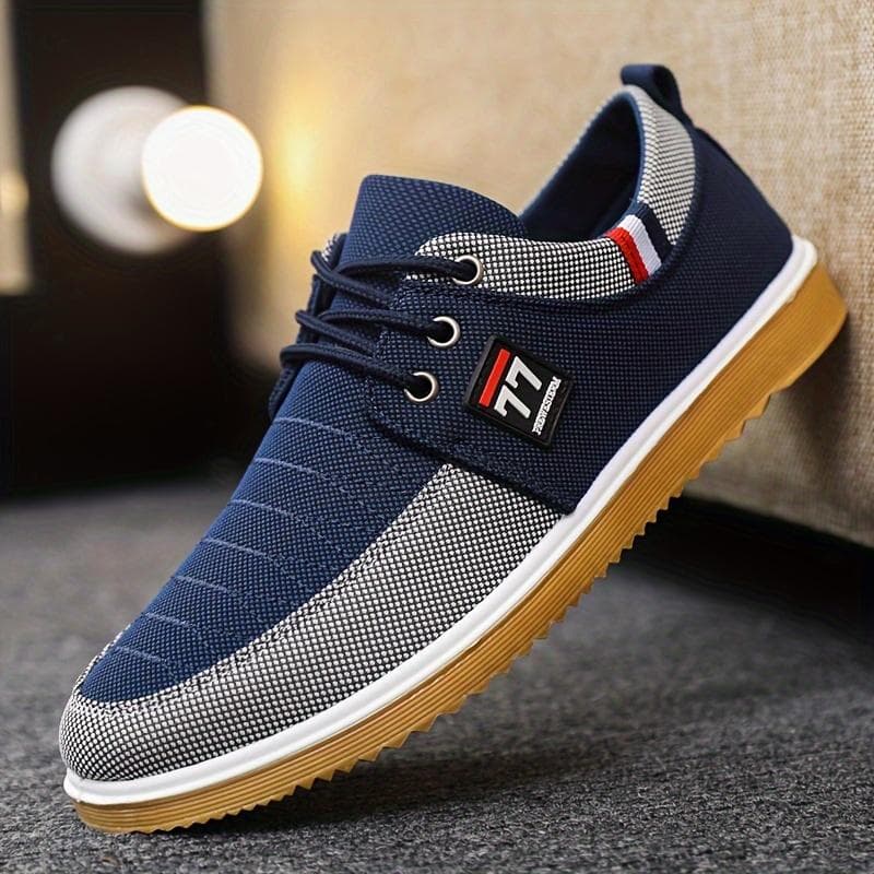 Men's Casual Canvas Shoes, Breathable Wear-resistant Anti-skid Lace-up Shoes for Outdoor, Spring Summer and Autumn 39 blue