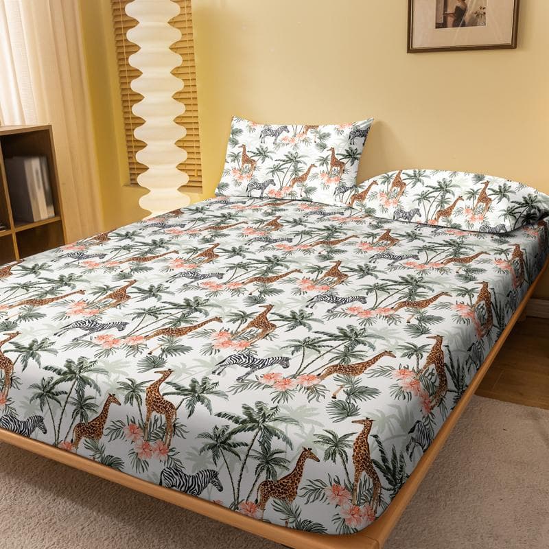 1 Stylish And Minimalist Modern Animal Printed Matte Bed Sheet, Bedroom Printed Bed Cover, Bedding (Excluding Pillowcases) 71x132cm