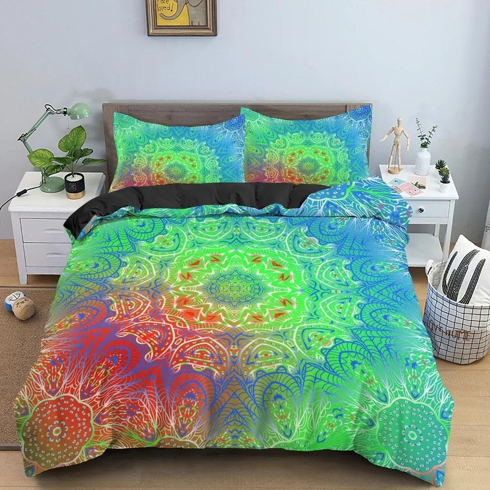 Ethnic Mandala Duvet Cover Set 3D Flower Pattern Bedding Set Bohemian Style Bedclothes King Queen Twin Size Bedroom Decor 70x133cm 2pcs