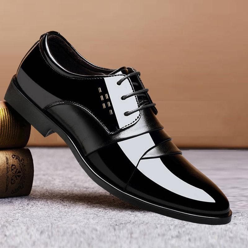 New Leather Shoes Men's Youth Business Dress Pointed Toe Spring and Autumn Large Size All-match Wedding Shoes Work Shoes Men 48 black