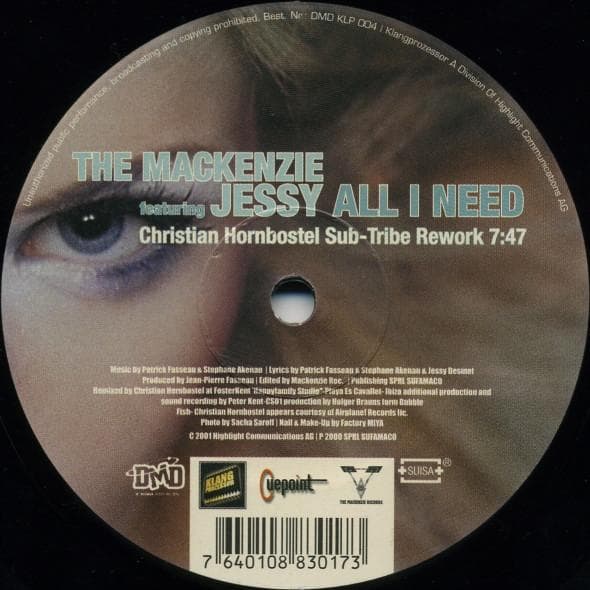 10inch Record MACKENZIE, JESSY - All I Need DMDKLP004 Klangprozessor 2001 Germany Dance & Electronica Used