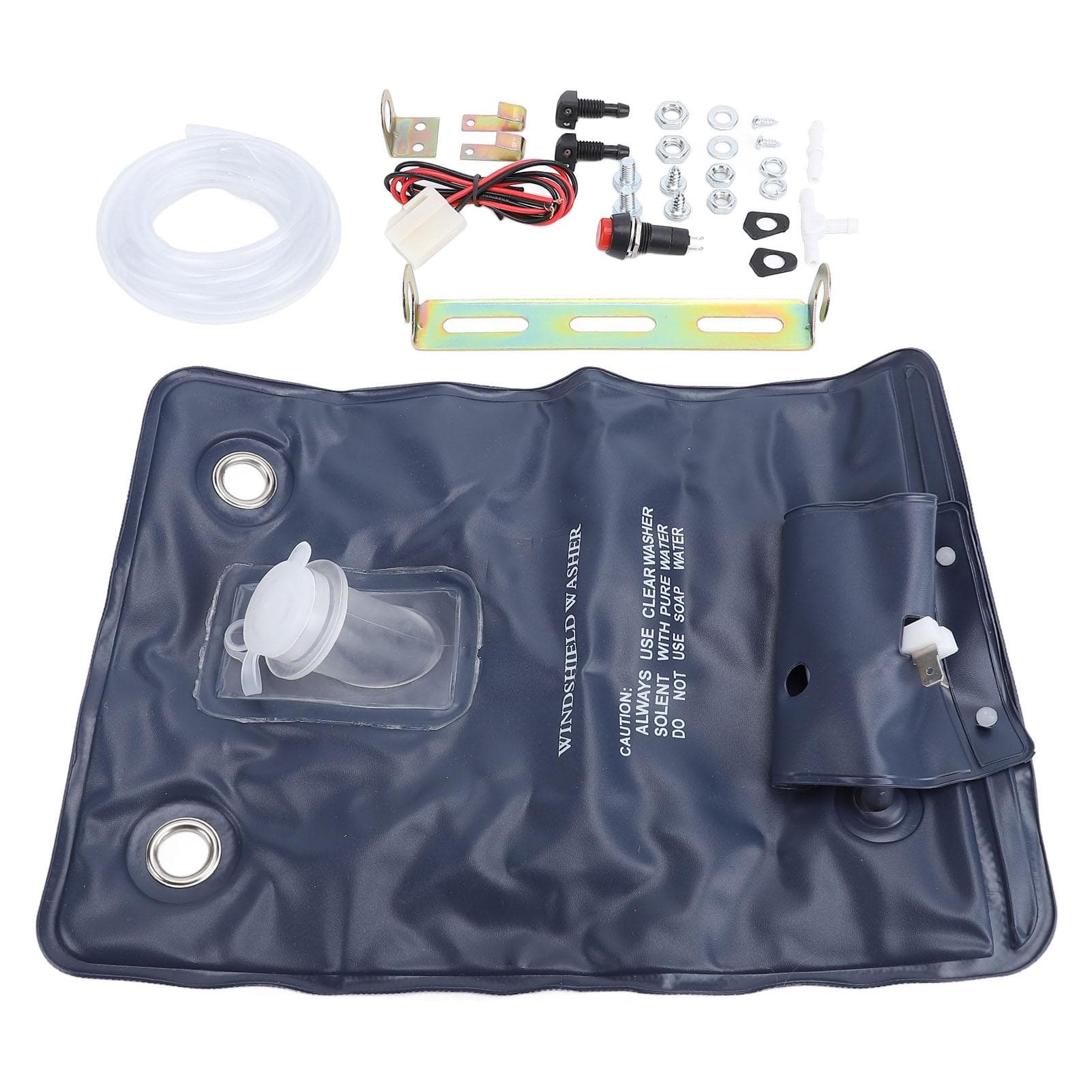 12V Universal Windshield Washer Pump Bag Kit 1L Efficient Cleaning Jet Button Switch 151286776374
