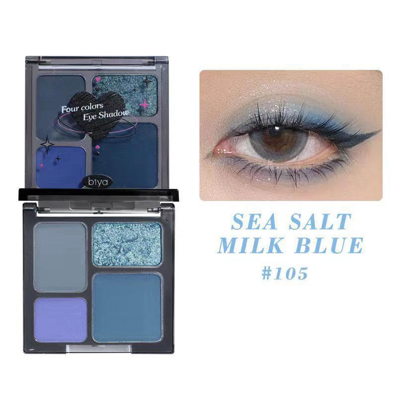 4 Colors Punk Smokey Cool Toned Eyeshadow Palette Pearlescent Matte Lasting Eyeshadow Black Gray Party Eye Pigments Makeup