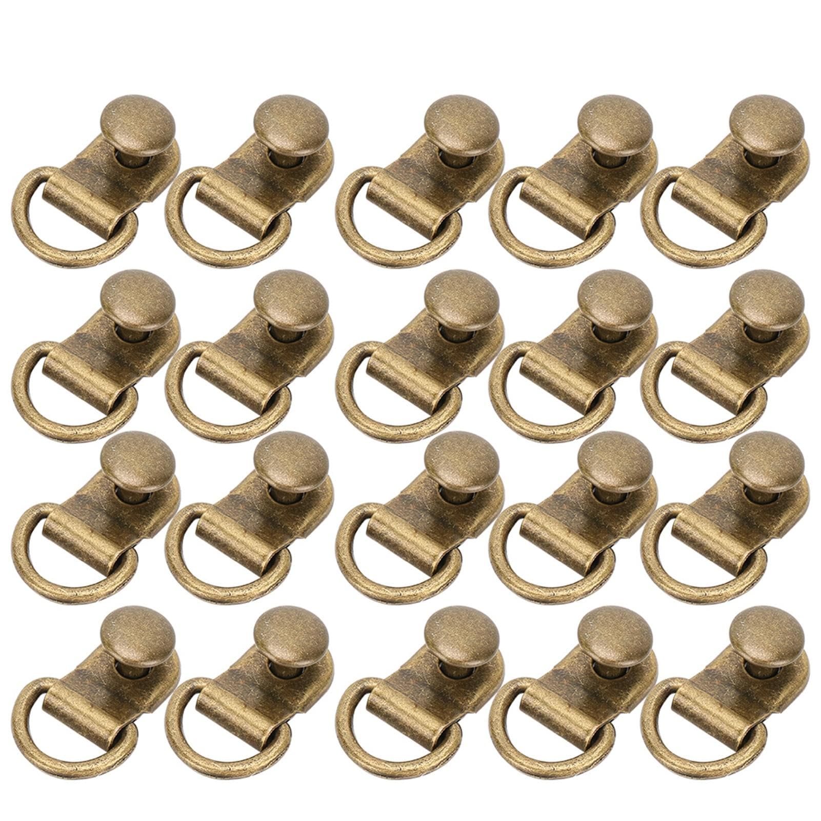 100 Sets Shoelace Hook DRing Eyelet Buckle Brass Shoe Leather Bag DIY Rivet Tool Bronze 9x14mm