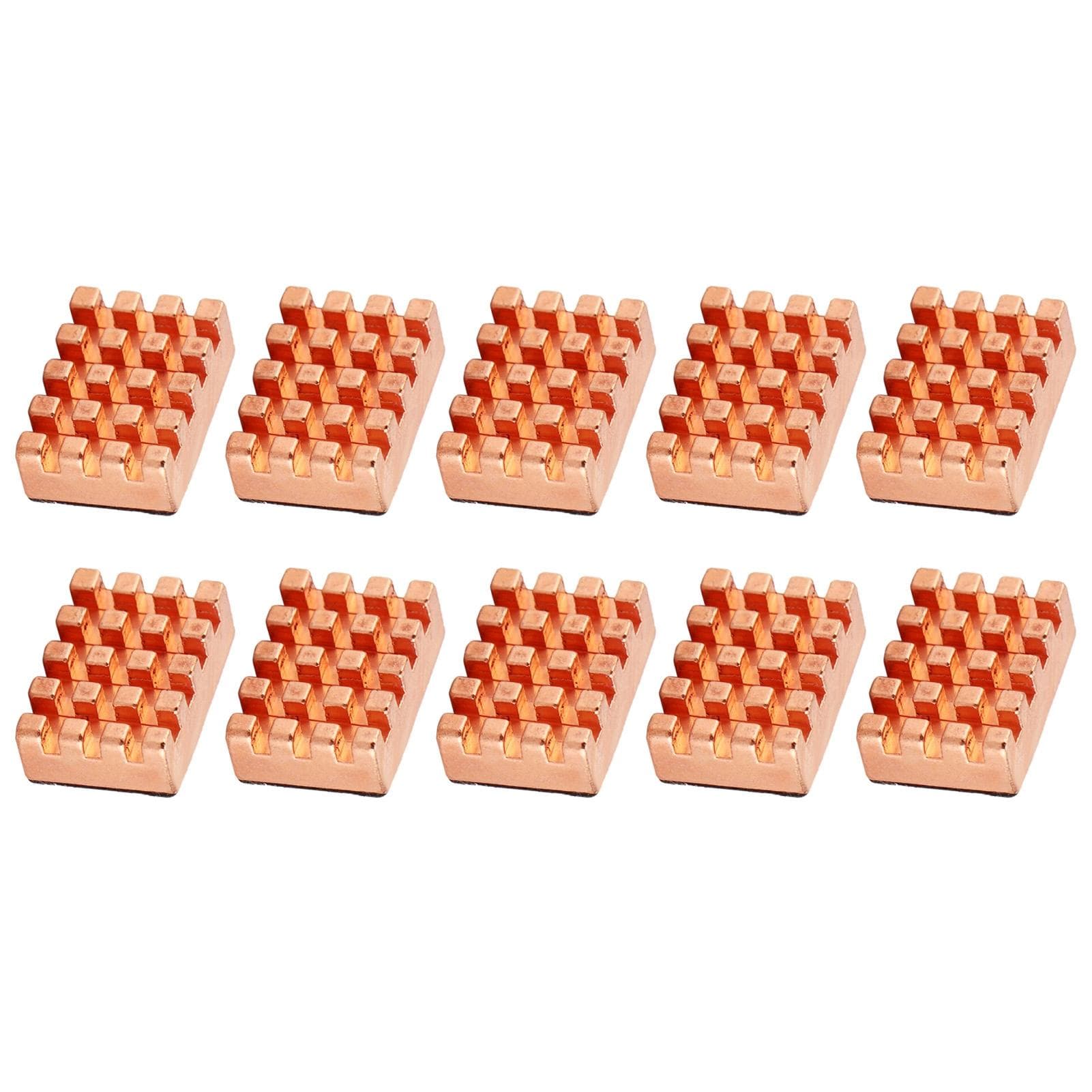 10pcs P15x5x10 Brass Heatsink with Thermal Adhesive Tape CPU Heat Sinks Cooling Cooler Fin