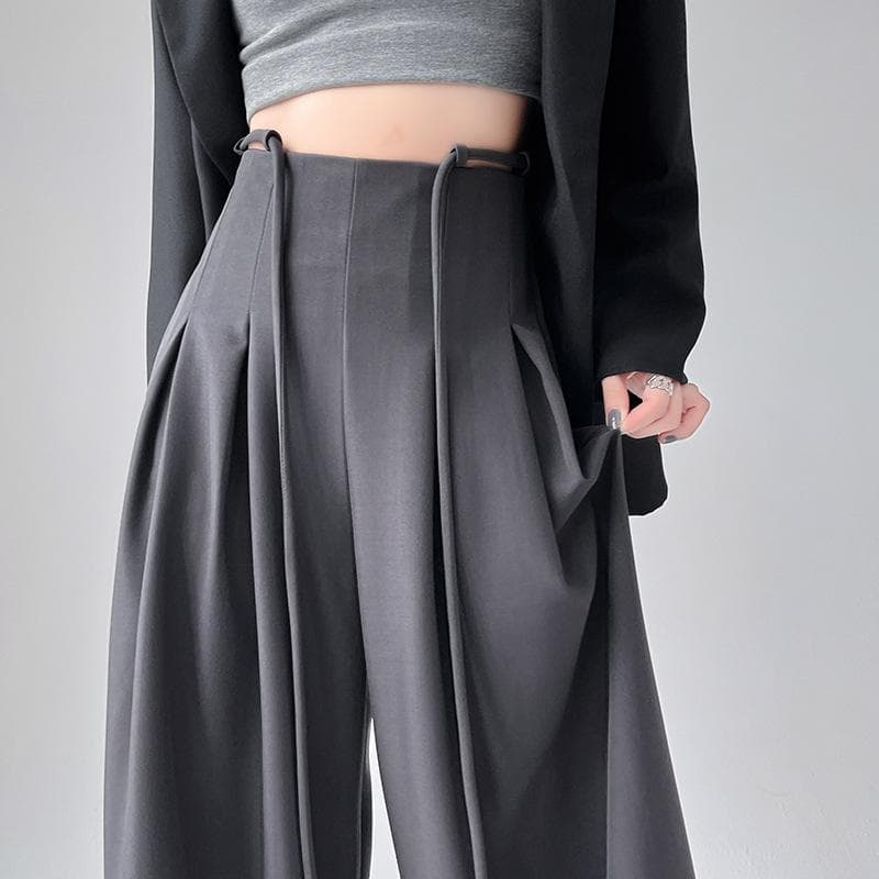 Korean Suit Wide-leg Pants for Women In Autumn New High-waist Drooping Slim Loose Big Legs Casual Floor Pants XL