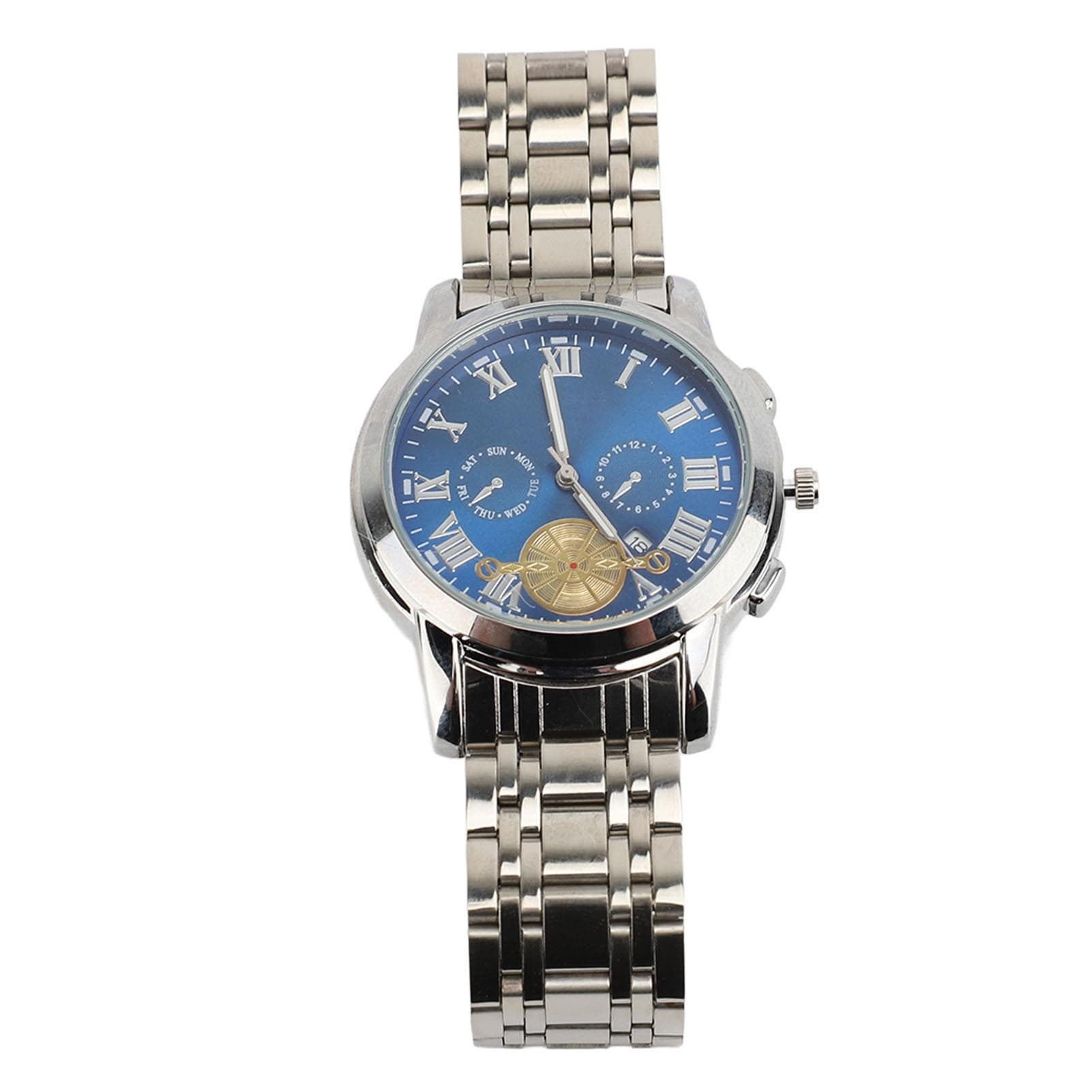 Men Watch Stainless Steel Strap Easy to Read Fashionable Look Water Resistant Luminous Analog blue