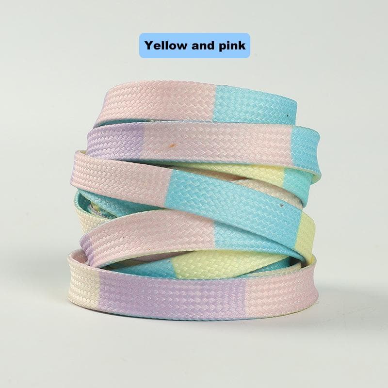 Tie-dye Color Shoelaces Sneakers Trend Shoes Rope Female Colourful New Men Women Flat Gradient Color Rope Laces Shoes Accessorie 100cm