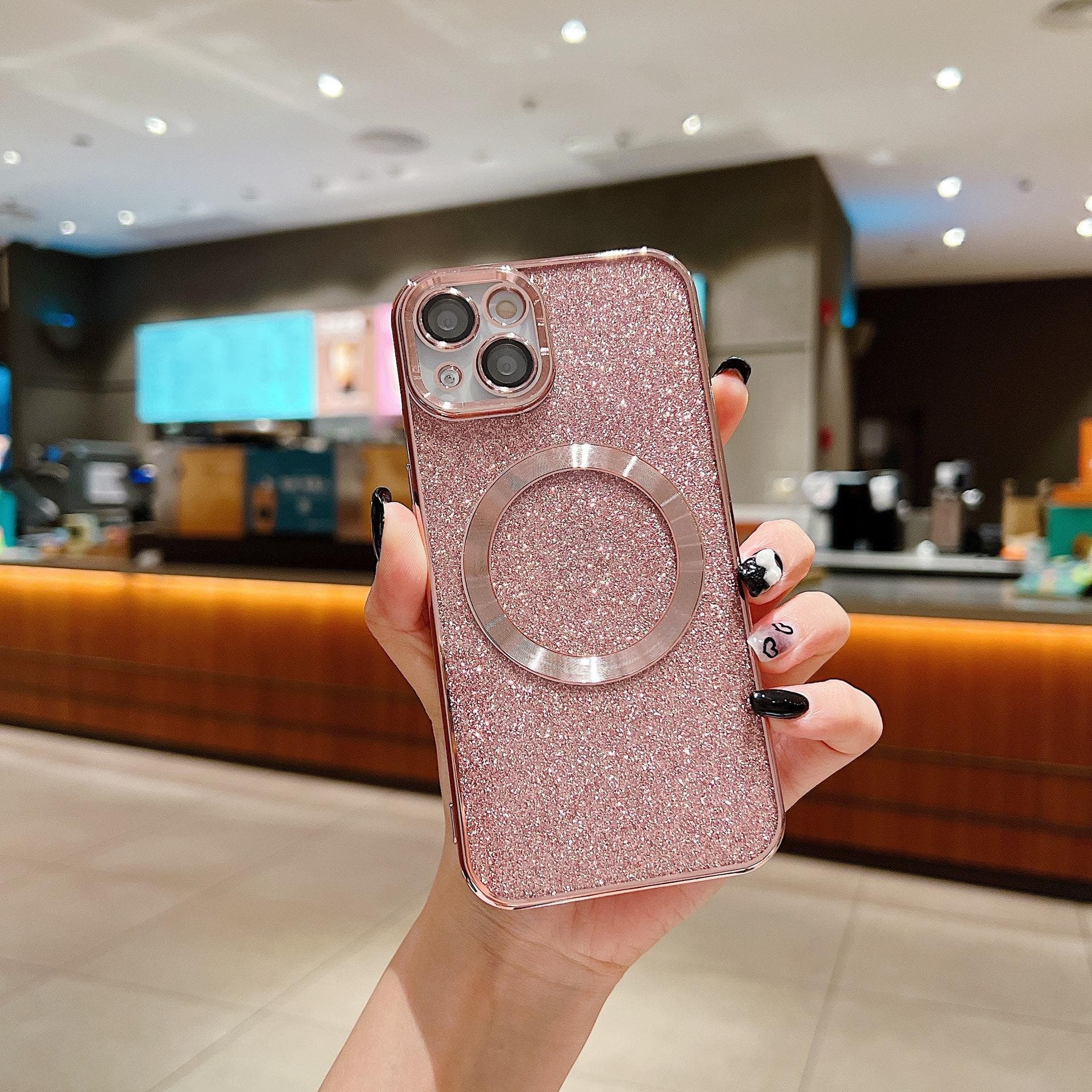 Applicable To IPhone16PROMAX Mobile Phone Case 13 Electroplated Magnetic Absorbing Wireless Charging Plating 14 Flash Powder Soft Shell Apple 15 iphone11