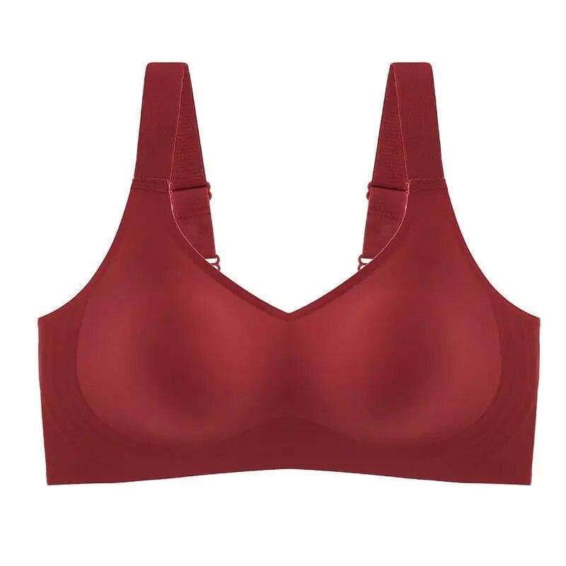 Seamless Bra Comfort Lingerie Women Sports Padded Tops Sexy Wireless Underwear Soft Bralette Support Bra Thin Intimates M red