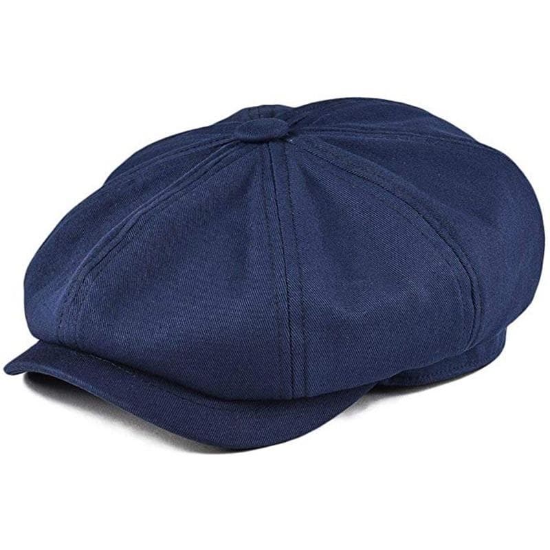 Cotton Beret Men Newsboy Hat Women Fashion Berets Cotton Flat Cap Hats L navy blue