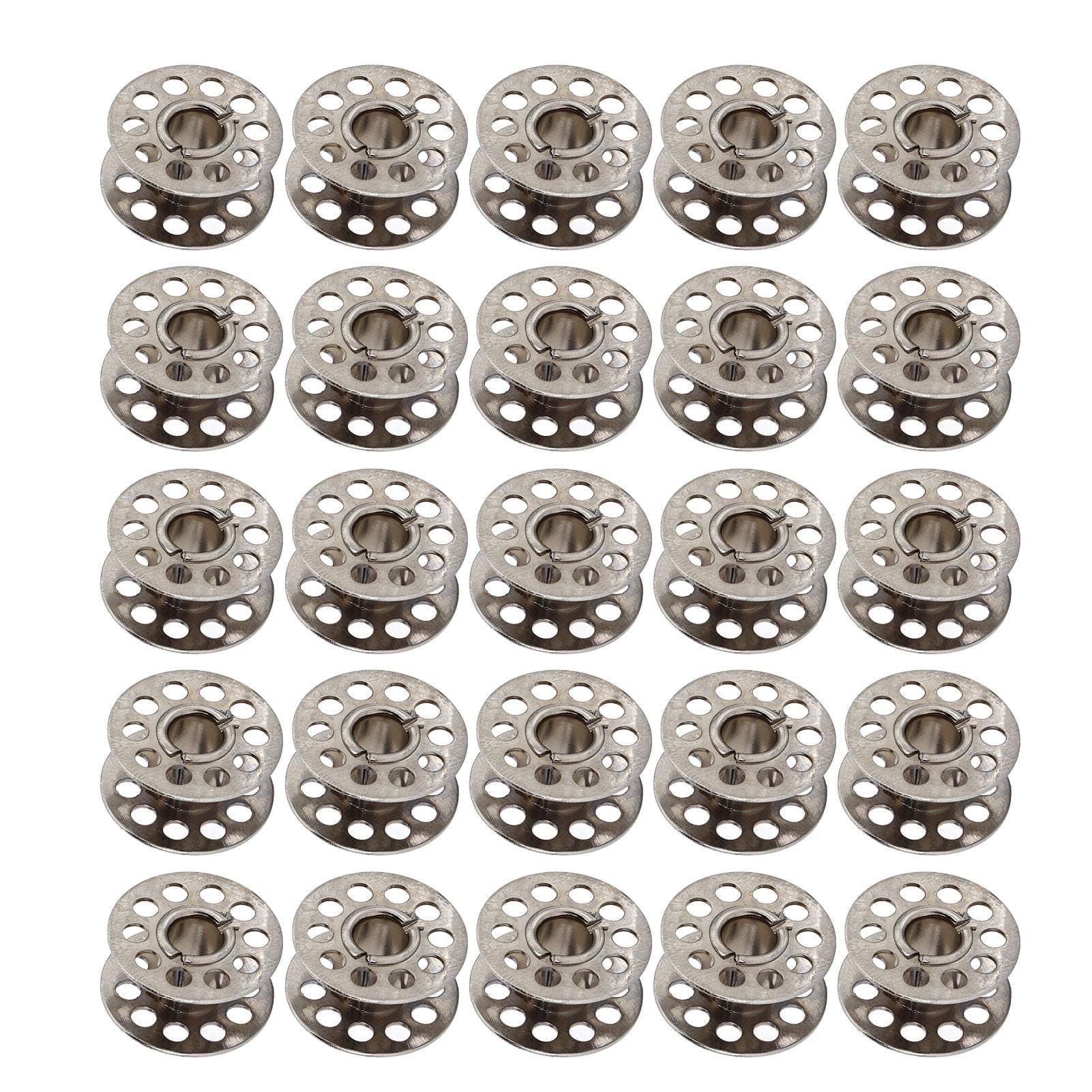 25pcs Sewing Machine Bobbins Multifunctional Stainless Steel Embroidery Bobbins with Storage Box