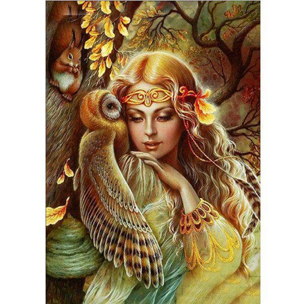 DIY 5D Diamond Painting Religious Figure Girl Full Circle Diamond Mosaic Home Decoration Embroidery 20X30CM dark grey