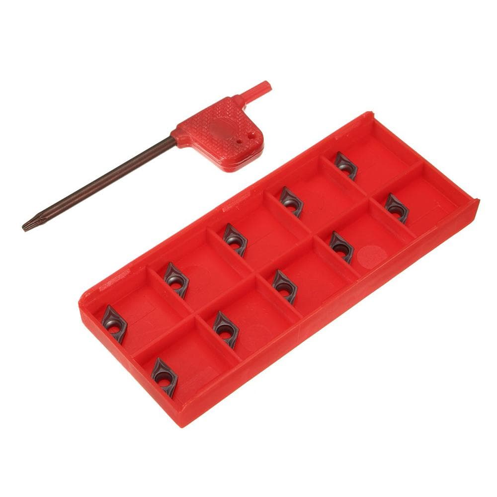 10Pcs DCMT0702 EM YBC205 Carbide Inserts + Wrench for Lathe Turning Bar Tool 1 kit