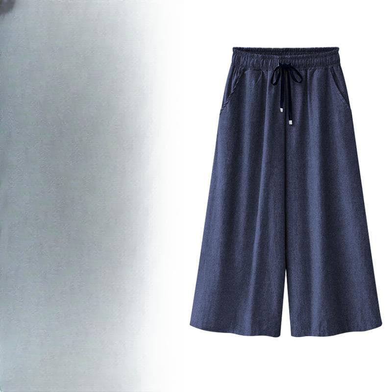 Large Size Wide-leg Pants Women's Summer Thin Nine-point Pants, Fattened and Enlarged Casual Loose Culottes 6XL
