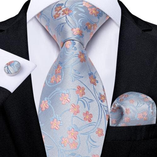 DiBanGu Mens Silk Necktie Set Striped Paisley Solid Tie Pocket Square Cufflinks N-7610