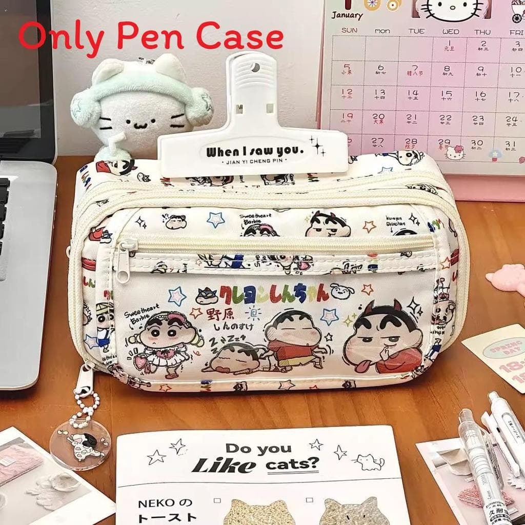 Crayon Shin Chan Multi Layer Pencil Case With Large Capacity For Middle School Students