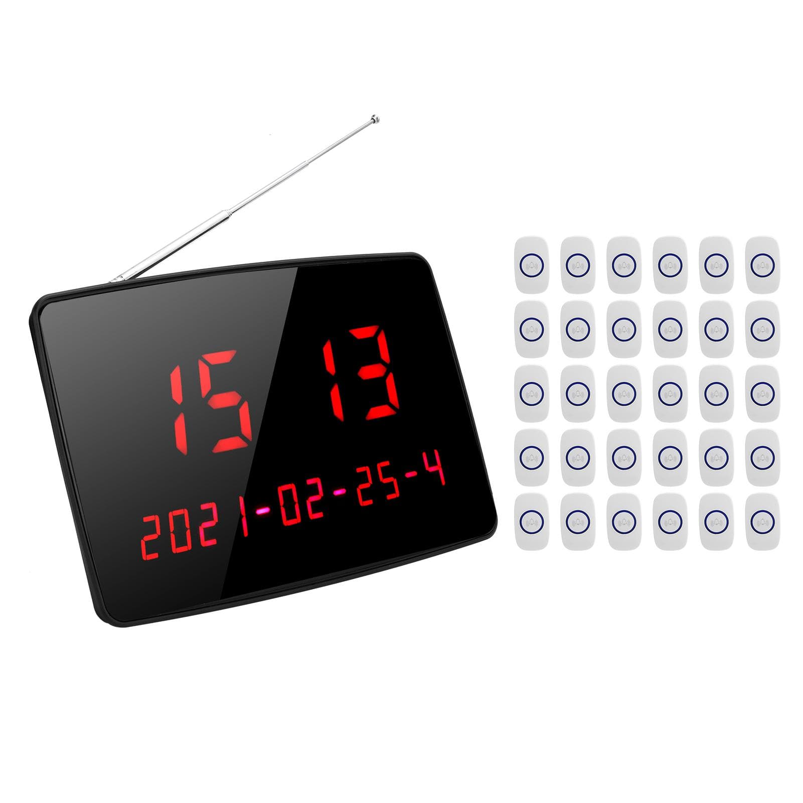 Wireless Calling System 1 to 30 Button Pager Restaurant Take Meal Equipment 110‑240VUK Plug US Plug