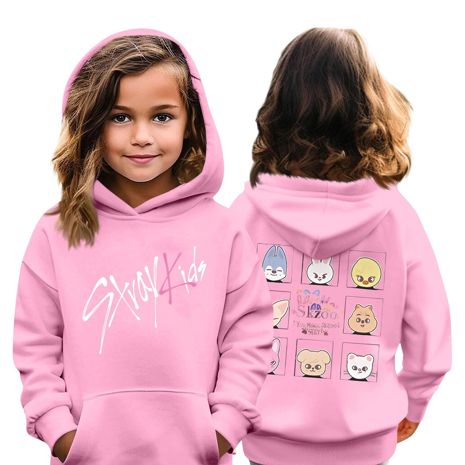 Kids Fashion Casual Top Stray Kids Korean Combo Printed Pullover Sweatshirt 120 pink