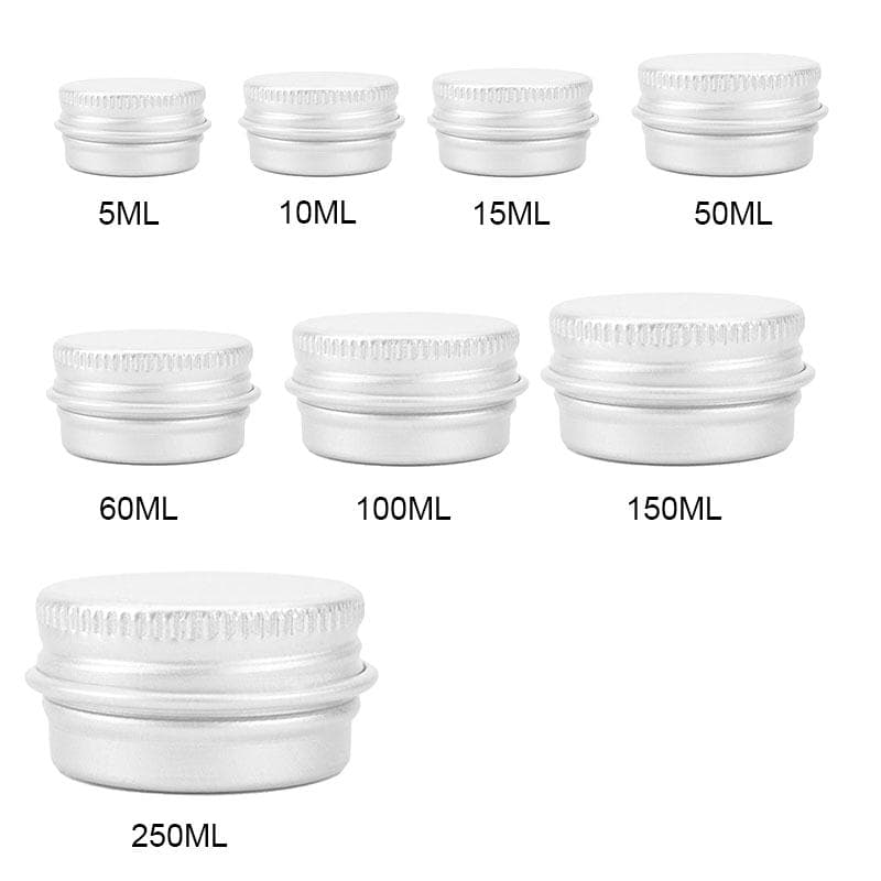 1 Pc Round Empty Aluminium Cosmetic Pot Jar Tin Container Silver Sample Box 50mL