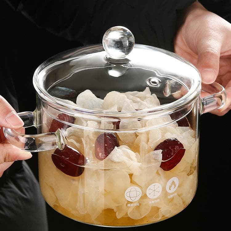 High borosilicate glass stew pot for soup household transparent cooking pot gas open flame high
