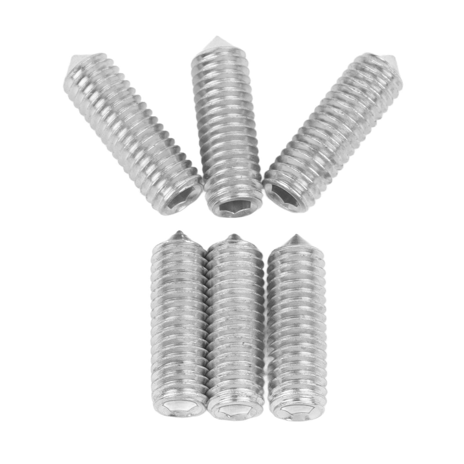 6PCS Guitar Bridge Hex Screws Electric Guitar Bridge Saddle Height Adjustment Screws for Tremolo silver