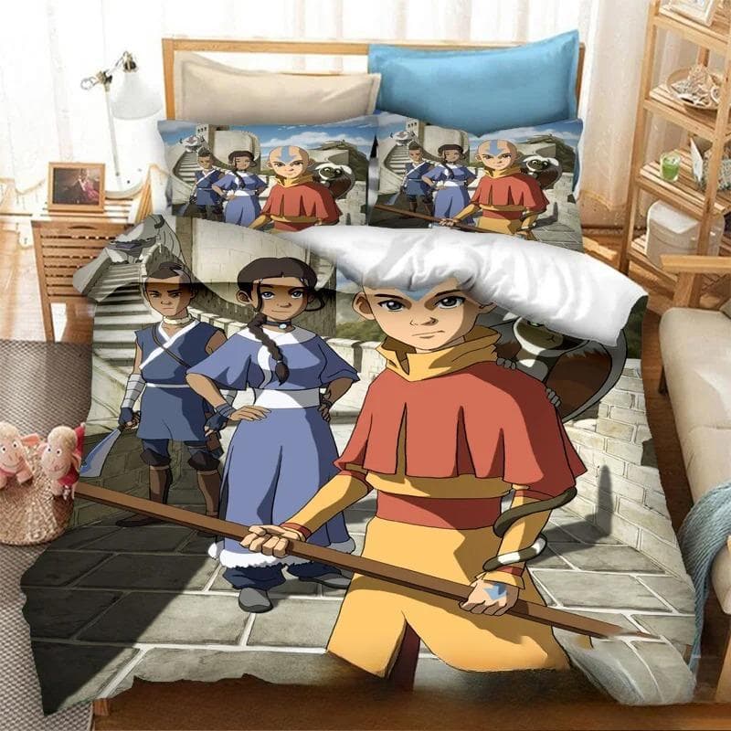 3D Print Avatar The Last Airbender Bedding Set Double Twin King Duvet Cover Comforter Pillowcase Boys Girls Adults Bedroom 240x220cm 3pcs