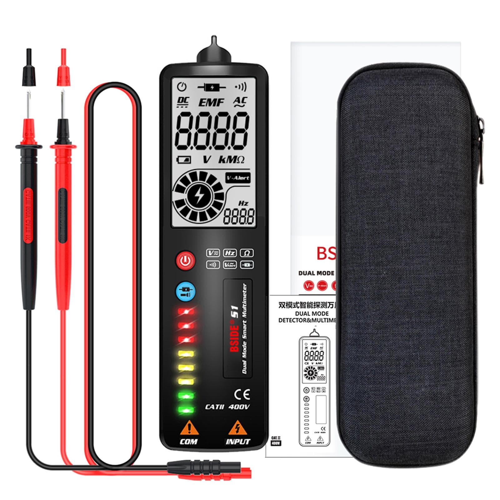 BSIDE S1CL Dual Mode True RMS Digital Multimeter & Voltage Detector Handheld Smart Universal Meter S1 black