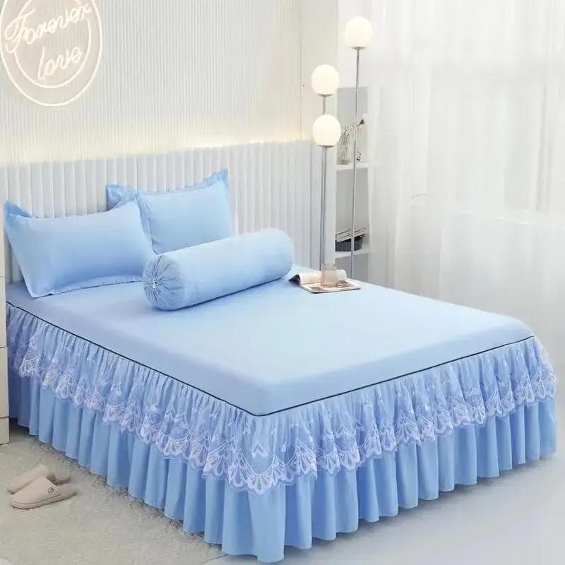 3pcs Bed Dress Lace Set Lace Skirt Bedspread Home Textile Solid Bed Skirt Bedroom Coverlets Bedspreads Sheets Dust Cover Bedding 1PCS 1.5 X 2.0m