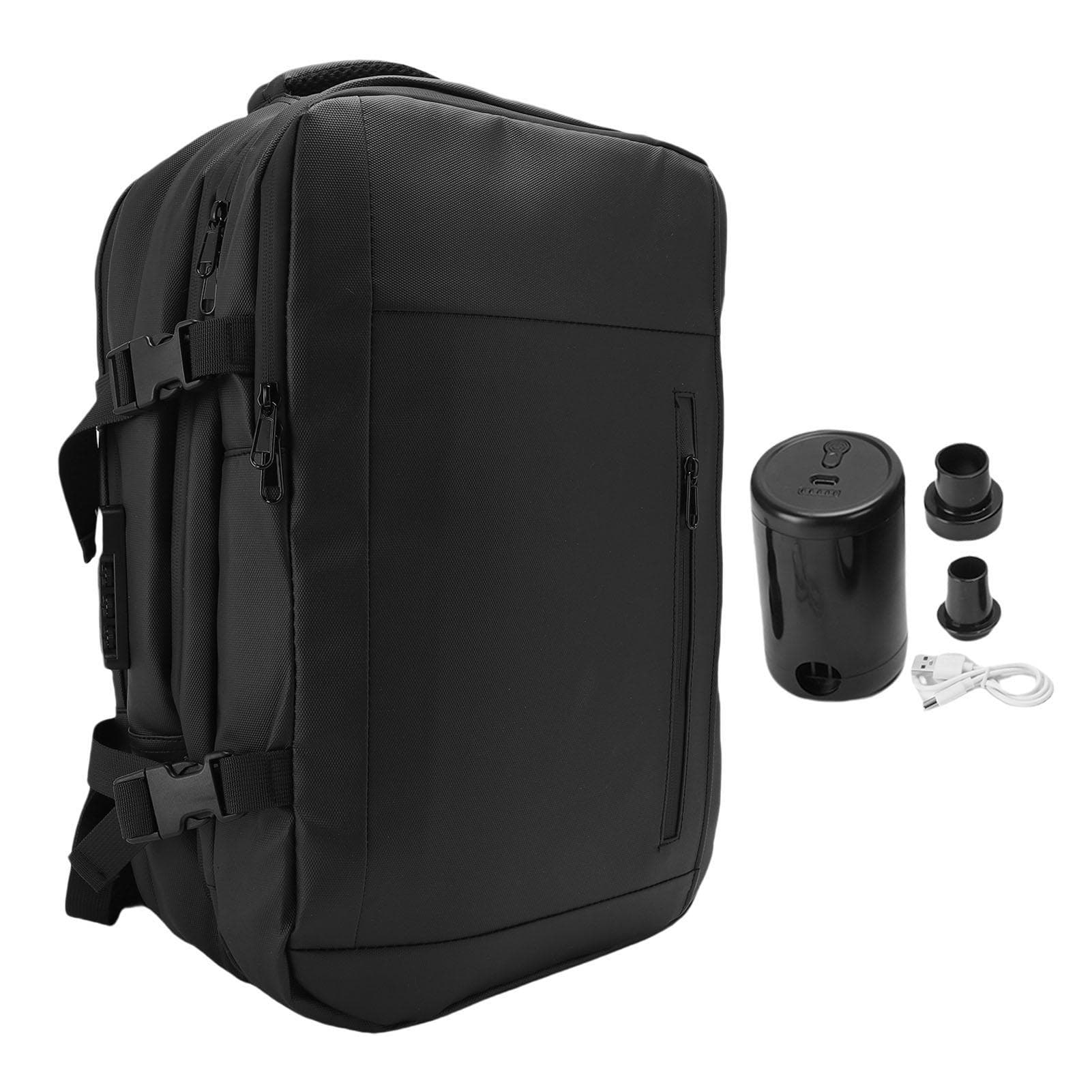 Vacuum Backpack with Pump Anti Theft Lock Expandable Travel Compression Backpack Laptop Backpack
