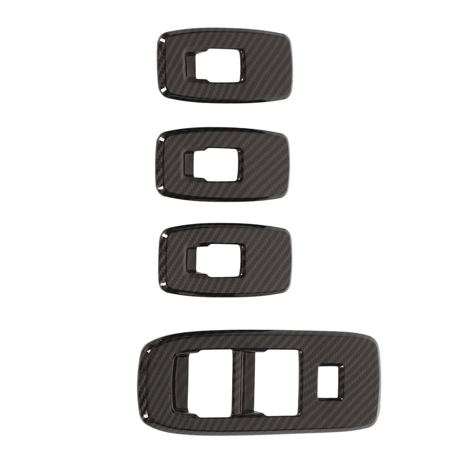 4 PCS Car Window Control Panel Cover ABS Carbon Fiber Pattern Lift Switch Button Sticker