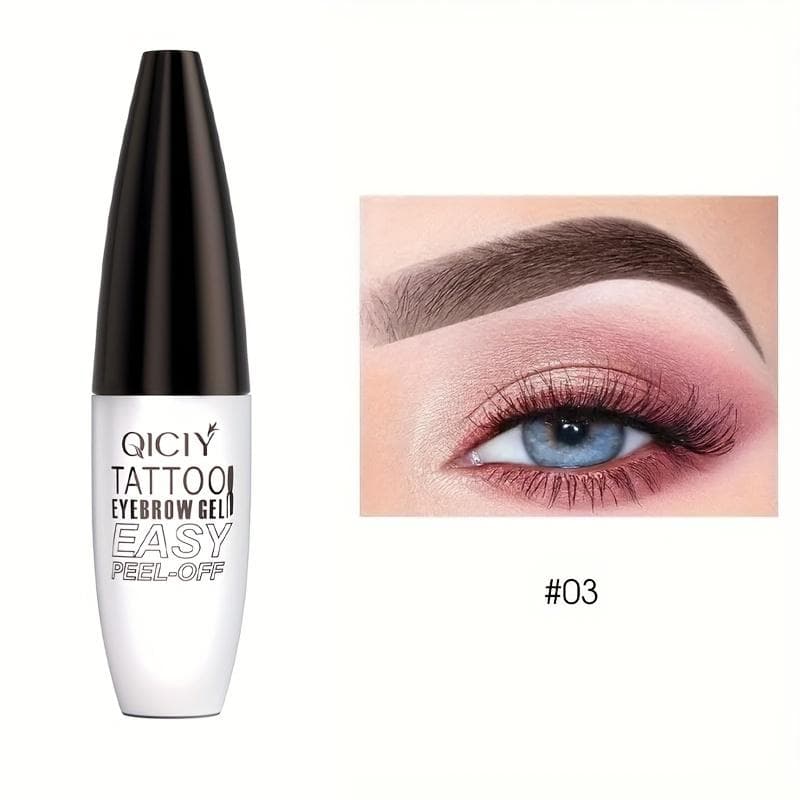 Peel-Off Eyebrow Gel Tint Semi-Permanent Waterproof Brow ColorTransfer-Proof Eyebrow Gel Fuller & Defined Eyebrows with Easy Application Tools 03#