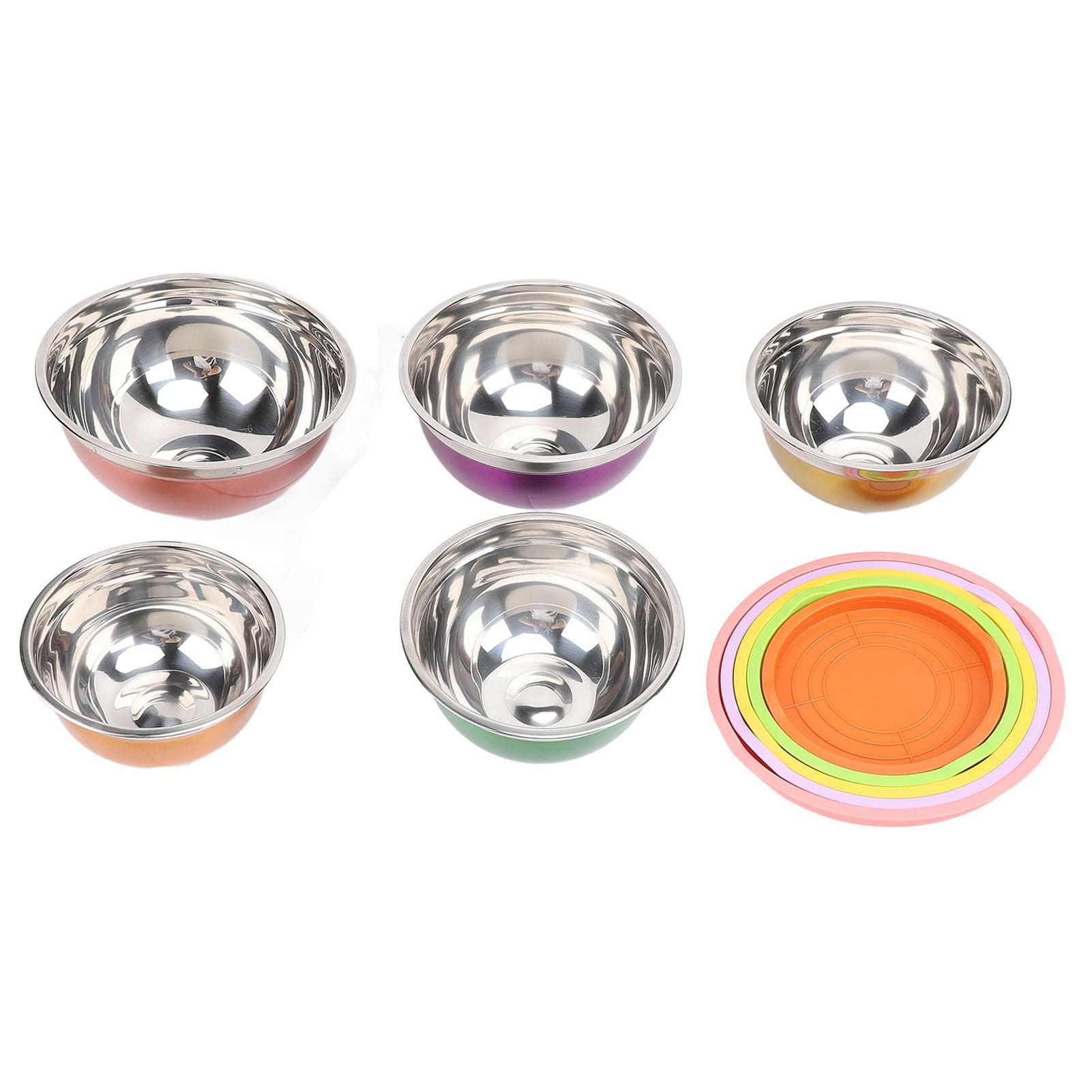 5 Pieces Stainless Steel Bowls with Lids Multipurpose Baking and Mixing Bowl Set for Vegetable