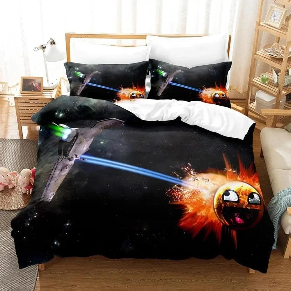 Cartoon Smiley Bedding Set Duvet Cover Bed Set Quilt Cover Pillowcase Comforter king Queen Size Boys Adult Bedding Set US Full 200x230cm