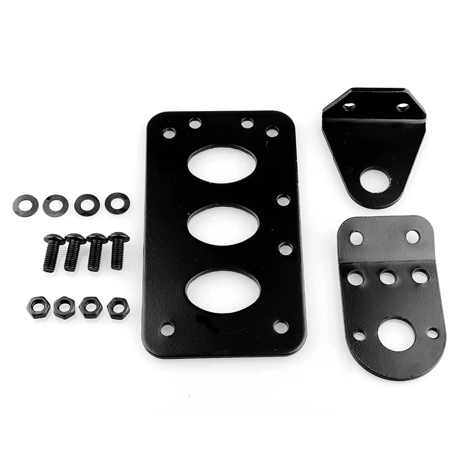Motorcycle Brake Tail Light License Plate Side Mount Metal Bracket Black